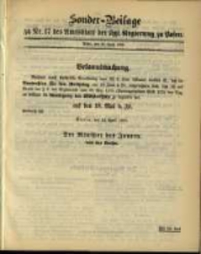 Sonder- Beilage zu Nr. 17 des Amtsblatt der Kgl. Regierung zu Posen
