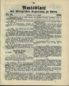 Amtsblatt der K&ouml;niglichen Regierung zu Posen. 1898.08.23 Nro.34