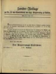 Sonder- Beilage zu Nr. 19 des Amtsblatt der Kgl. Regierung zu Posen