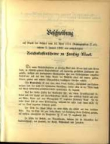 Beschreibung der auf Grund des Gesekes vom 30 April 1874 (Reichsgesekblatt S.40) unterm 5. Januar 1899 neu ausgefertigten Reichskassenschein zu Funfzig Mark