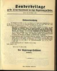 Sonderbeilage zu Nr. 43 des Amtsblatt der Kgl. Regierung zu Posen
