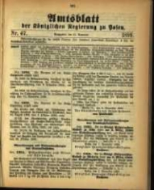 Amtsblatt der K&ouml;niglichen Regierung zu Posen. 1899.11.21 Nro.47