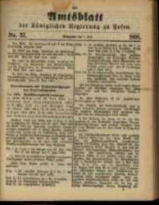 Amtsblatt der K&ouml;niglichen Regierung zu Posen. 1891.07.27 Nro.27