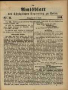 Amtsblatt der K&ouml;niglichen Regierung zu Posen. 1891.08.04 Nro.31