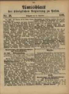 Amtsblatt der K&ouml;niglichen Regierung zu Posen. 1891.09.22 Nro.38