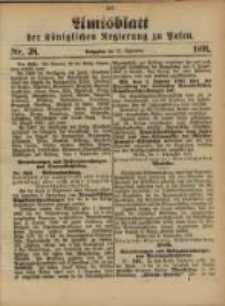 Amtsblatt der Königlichen Regierung zu Posen. 1891.09.22 Nro.38