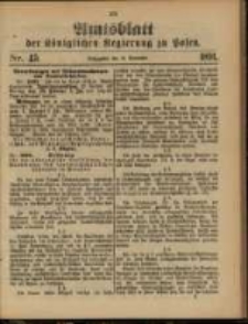 Amtsblatt der K&ouml;niglichen Regierung zu Posen. 1891.11.10 Nro.45