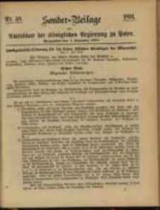 Sonder = Beilage zum Amtsblatt der K&ouml;niglichen Regierung zu Posen. Ausgegeben den 1. Dezember 1891