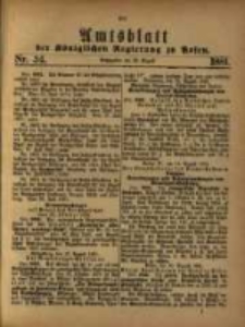 Amtsblatt der K&ouml;niglichen Regierung zu Posen. 1881.08.23 Nro.34