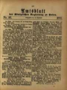 Amtsblatt der K&ouml;niglichen Regierung zu Posen. 1881.09.13 Nro.37