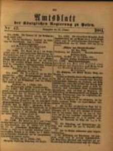 Amtsblatt der K&ouml;niglichen Regierung zu Posen. 1881.10.25 Nro.43