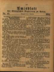 Amtsblatt der K&ouml;niglichen Regierung zu Posen. 1881.11.08 Nro.45