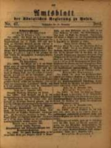 Amtsblatt der K&ouml;niglichen Regierung zu Posen. 1881.11.22 Nro.47