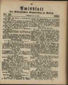 Amtsblatt der K&ouml;niglichen Regierung zu Posen. 1882.07.11 Nro.28
