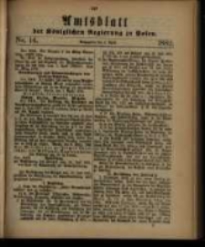 Amtsblatt der K&ouml;niglichen Regierung zu Posen. 1882.04.04 Nro.14