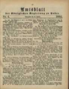 Amtsblatt der K&ouml;niglichen Regierung zu Posen. 1884.01.22 Nro.4