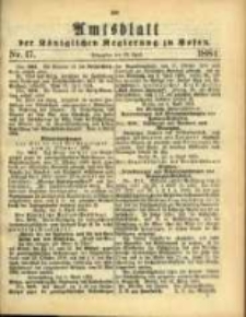 Amtsblatt der K&ouml;niglichen Regierung zu Posen. 1884.04.22 Nro.17