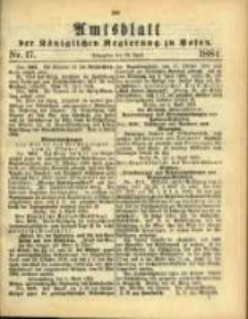 Amtsblatt der Königlichen Regierung zu Posen. 1884.04.22 Nro.17