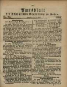 Amtsblatt der K&ouml;niglichen Regierung zu Posen. 1884.06.10 Nro.24