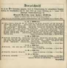 Verzeichniss der in der 7ten Verloosung &hellip; vom 10. Juni 1884 &hellip; am 1. Januar 1885 &hellip; Staats=Anleihe vom Jahre 1868 A.