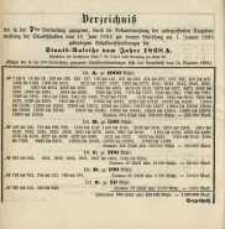 Verzeichniss der in der 7ten Verloosung … vom 10. Juni 1884 … am 1. Januar 1885 … Staats=Anleihe vom Jahre 1868 A.