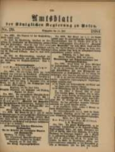 Amtsblatt der K&ouml;niglichen Regierung zu Posen. 1884.07.15 Nro.29