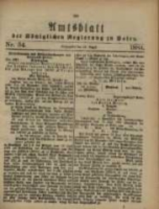 Amtsblatt der K&ouml;niglichen Regierung zu Posen. 1884.08.19 Nro.34