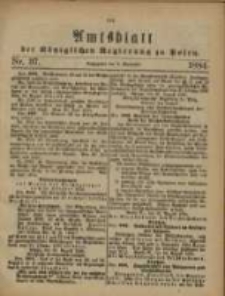 Amtsblatt der K&ouml;niglichen Regierung zu Posen. 1884.09.09 Nro.37