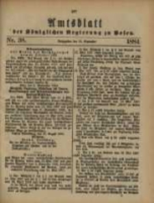 Amtsblatt der K&ouml;niglichen Regierung zu Posen. 1884.09.16 Nro.38