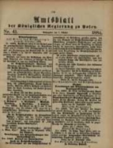 Amtsblatt der K&ouml;niglichen Regierung zu Posen. 1884.10.07 Nro.41