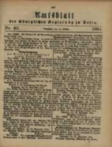 Amtsblatt der K&ouml;niglichen Regierung zu Posen. 1884.10.14 Nro.42