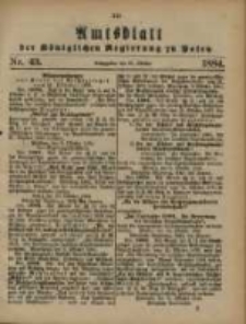 Amtsblatt der K&ouml;niglichen Regierung zu Posen. 1884.10.21 Nro.43