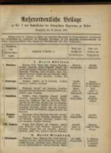 Au&szlig;erordentliche Beilage zu Nr. 7 des Amtsblatts der K&ouml;niglichen Regierung zu Posen. Ausgegeben den 12. Februar 1889