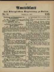 Amtsblatt der K&ouml;niglichen Regierung zu Posen. 1885.04.07 Nro.14