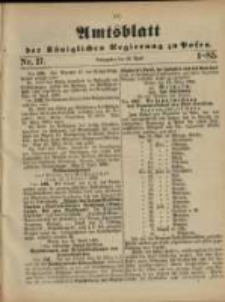 Amtsblatt der K&ouml;niglichen Regierung zu Posen. 1885.04.28 Nro.17