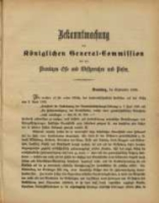 Bekanntmachung der K&ouml;nglichen General= Commission f&uuml;r die Provinzen Ost= und Westpreu&szlig;en und Posen