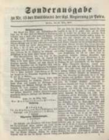 Sonder- Ausgabe zu Nr. 13 des Amtsblatt der Kgl. Regierung zu Posen