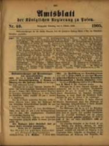 Amtsblatt der K&ouml;niglichen Regierung zu Posen. 1905.10.03 Nro.40