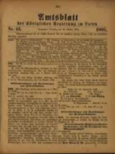 Amtsblatt der K&ouml;niglichen Regierung zu Posen. 1905.10.24 Nro.43