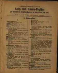 Vollständiges alphabetisch geordnetes Sach=und Namen= Register zum Amtsblatt der Königlichen Regierung zu Posen für das Jahr 1905