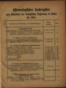 Chronologisches Sachregister zum Amtsblatt der K&ouml;niglichen Regierung in Posen f&uuml;r 1905