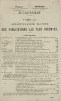 H. Casterman &eacute;ditur. Octobre 1861. R&eacute;capitulation class&eacute;e des publicationes les plus r&eacute;sentes