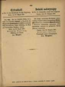 Dodatek nadzwyczajny do Nr. 35. Dziennika urzęd. Król. Regencyi, Poznań, 27 sierpnia 1867