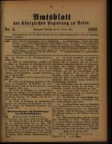 Amtsblatt der K&ouml;niglichen Regierung zu Posen. 1907.01.29 Nro.5
