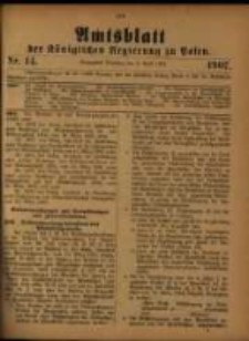 Amtsblatt der K&ouml;niglichen Regierung zu Posen. 1907.04.02 Nro.14