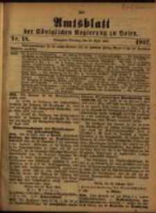 Amtsblatt der K&ouml;niglichen Regierung zu Posen. 1907.04.30 Nro.18