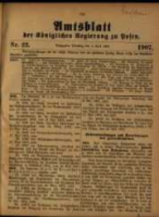 Amtsblatt der K&ouml;niglichen Regierung zu Posen. 1907.06.04 Nro.23