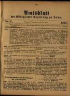 Amtsblatt der K&ouml;niglichen Regierung zu Posen. 1907.07.02 Nro.27