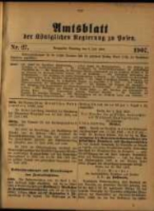 Amtsblatt der Königlichen Regierung zu Posen. 1907.07.02 Nro.27
