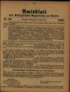 Amtsblatt der K&ouml;niglichen Regierung zu Posen. 1907.08.13 Nro.33